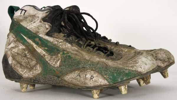 1996-97 John Michels "Mud Bowl" NFC Divisional Playoff Game Used Cleats - 1/4/97 - Green Bay Packers vs. San Francisco 49ers – Super Bowl XXXI Championship Season