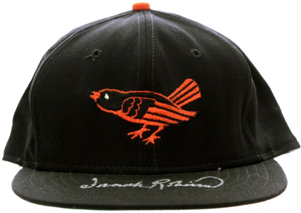 Baltimore Orioles Signed Authentic Cap  w/ Frank & Brooks Robinson Paul Blair - MEARS LOA 