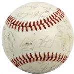 1982 St. Louis Cardinals Team Signed World Series Baseball w/ 28 Sigs. Incl. Darrell Porter Ozzie Smith - JSA 