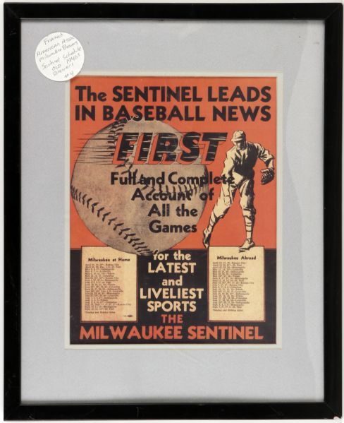 1940s Milwaukee Brewers (Minor League) Framed 11" x 14" Schedule