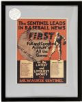 1940s Milwaukee Brewers (Minor League) Framed 11" x 14" Schedule