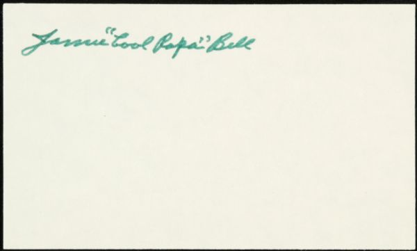James Cool Papa Bell Signed Index Card - JSA 