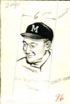 1946-72 Boston / Milwaukee / Atlanta Braves The Sporting News Collection Archives Original Illustration Artwork (Sporting News Collection Hologram/MEARS LOA) Unique, 1:1 - Lot of 9