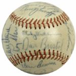 1967 Cincinnati Reds Team Signed Baseball w/ 33 Sigs. Incl.  Perez