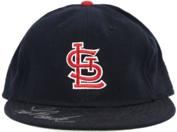 St. Louis Cardinals Signed Cap w/ Lou Brock Stan Musial Bob Uecker Burdette - MEARS LOA 