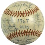 1967 Cincinnati Reds Team Signed Baseball w/ 33 Sigs. Incl.  Perez