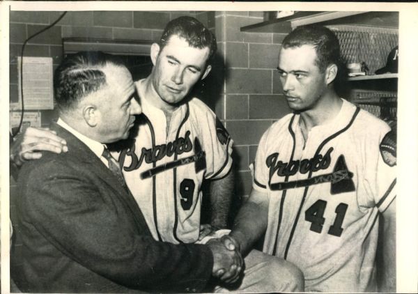 1956 Eddie Mathews Joe Adcock "The Sporting News Collection Archives" Original Photo (Sporting News Collection Hologram/MEARS Photo LOA)