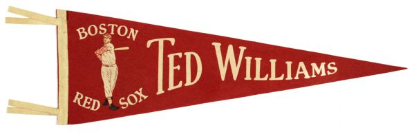 1950s Ted Williams Boston Red Sox Full Size Pennant
