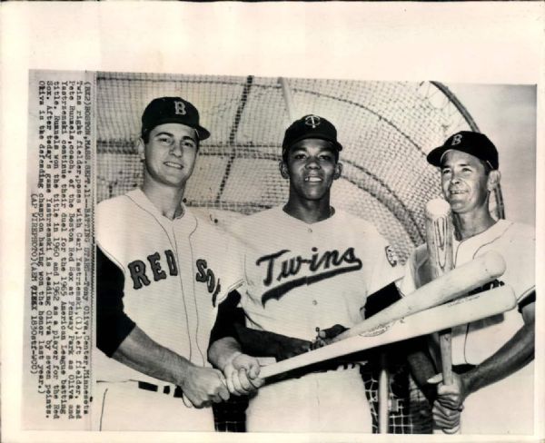 1971 Carl Yastrzemski Tony Oliva & Pete Runnels "Chicago Sun-Times" Original Type 1 8"x  10" Photo (Sun Times Hologram/MEARS Type 1 Photo LOA)