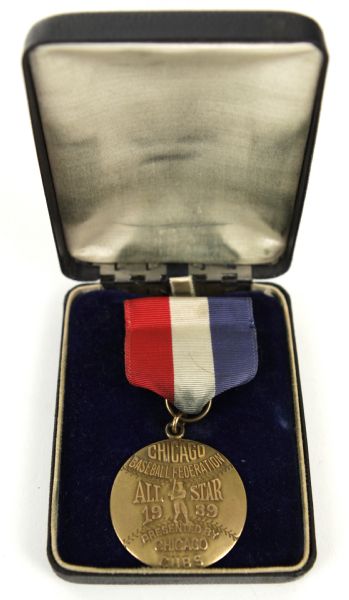 1939 Chicago Baseball Federation All Star Medal Pin Presented by Chicago Cubs 