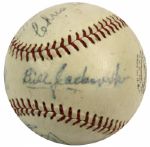 1966 World Series Umpires Signed ONL (Giles) Baseball With Nestor Chylak - JSA 