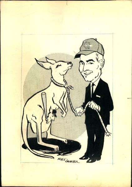 1967 Charlie Finley Kansas City As "The Sporting News Collection Archives" Original Illustration Artwork (Chicago Sun Times/MEARS LOA) Unique, 1:1