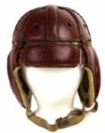 1920s Factory Red Wilson Leather Football Helmet - Rare Style 