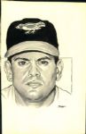 1954-65 Tom Phoebus Jim Dykes Billy Hitchcock Baltimore Orioles TSN Collection Archives Original Illustration Artwork (TSN Collection Hologram/MEARS LOA) Unique, 1:1 - Lot of 10