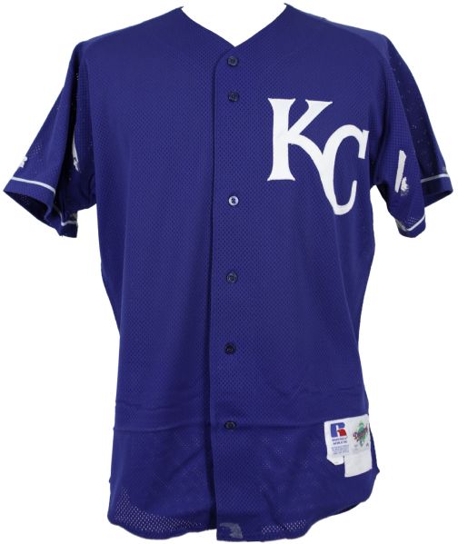 1995 Chris Haney Game Worn Signed Royals Batting Practice Jersey - MEARS LOA 
