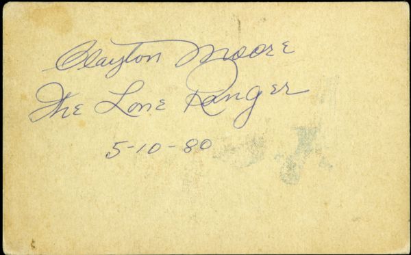 1940s The Lone Ranger Exhibit Card Signed by Clayton Moore - JSA