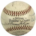 1966 World Series Umpires Signed ONL (Giles) Baseball With Nestor Chylak - JSA 