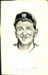 1944-68 Walter Johnson Clark Griffith Ossie Bleuge Washington Senators TSN Collection Archives Original Illustration Artwork (TSN Collection Hologram/MEARS LOA) Unique, 1:1 - Lot of 22