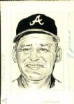 1946-72 Boston / Milwaukee / Atlanta Braves The Sporting News Collection Archives Original Illustration Artwork (Sporting News Collection Hologram/MEARS LOA) Unique, 1:1 - Lot of 9