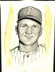 1946-54 Curt Simmons Robin Roberts Ron Northey Jimmy Wilson Philadelphia Phillies TSN Collection Archives Original Illustration Artwork (TSN Collection Hologram/MEARS LOA) - Lot of 11