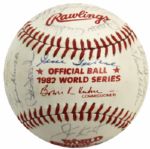 1982 St. Louis Cardinals Team Signed World Series Baseball w/ 28 Sigs. Incl. Darrell Porter Ozzie Smith - JSA 