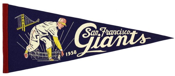 1958 San Francisco Giants Full Size Pennant - First Year in San Francisco