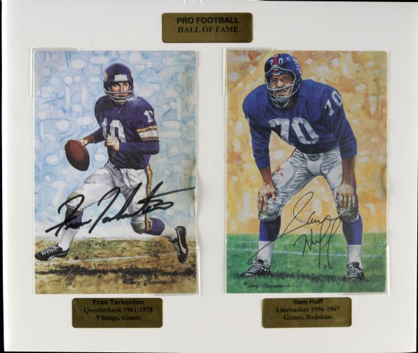 1990s Fran Tarkenton Minnesota Vikings & Sam Huff New York Giants Signed GLAC Card - JSA 