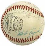 1970s Umpire Signed ONL (Feeney) Baseball With Al Barlick John McSherry & Dick Stello - JSA 