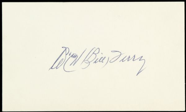 Bill Terry New York Giants Signed Index Card - JSA 