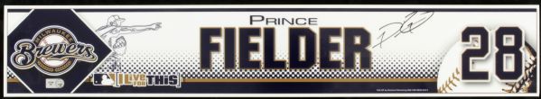 2007 Prince Fielder Milwaukee Brewers Game Used Signed Locker Plate - MLB Authenticated 