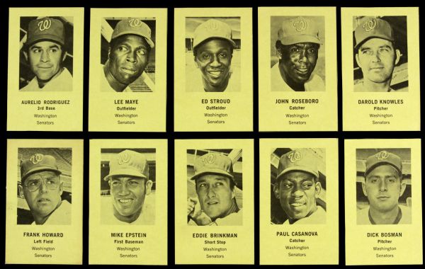 1970 Washington Senators Traffic Safety Set of 10
