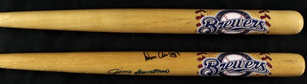1990s Jim Gantner and Don August Milwaukee Brewers Signed Mini Bats - JSA - Lot of 2