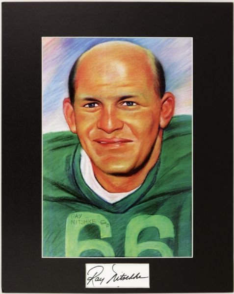 1990 Ray Nitschke Green Bay Packers Signed Cut Display 16" x 20" - JSA 