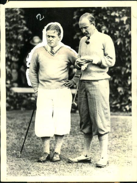 1928 Bobby Jones and John Beck in Amateur Golf Meet "The Sporting News Collection Archives" Original 6" x 8" Photo (Sporting News Collection Hologram/MEARS Photo LOA)