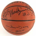 1990-91 Detroit Pistons Team Signed Basketball - Daly Thomas Rodman Dumars Laimbeer Salley - MEARS LOA