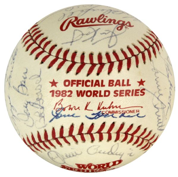 1982 St. Louis Cardinals Team Signed World Series Baseball w/ 27 Sigs. Incl. Darrell Porter Ozzie Smith - JSA 