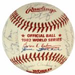 1982 St. Louis Cardinals Team Signed World Series Baseball w/ 27 Sigs. Incl. Darrell Porter Ozzie Smith - JSA 