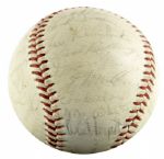 1963 Milwaukee Braves Team Signed ONL (Giles) Baseball w/ 33 Sigs. Incl. Hank & Tommie Aaron Bob Uecker Spahn Mathews - JSA 