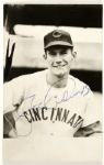 1950-52 Joe Adcock Cincinnati Reds Signed Postcard (JSA) "Playing days signature"