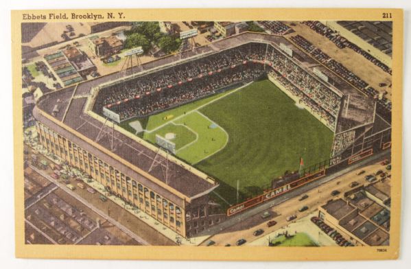 1955 Brooklyn Dodgers Team Card & 1950s Ebbets Field Postcard