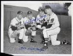 1956 Lou Burdette Gene Conley Milwaukee Braves Signed 7" x 9" Type 1 Photo - JSA