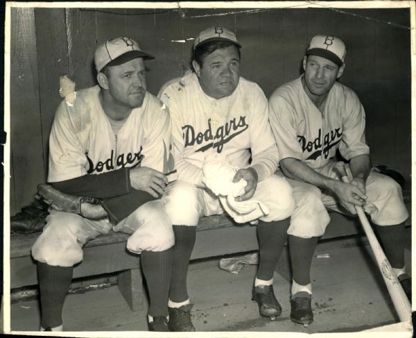 1938 Babe Ruth Burleigh Grimes Leo Durocher Brooklyn Dodgers "The Sporting News Collection Archives" Original Photo (Sporting News Collection Hologram/MEARS Photo LOA)