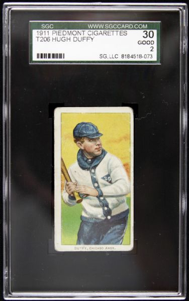1911 Hugh Duffy Chicago White Stockings Piedmont T206 Card - SCG 30