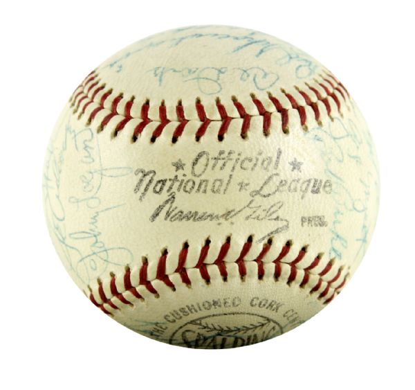 1960 Milwaukee Braves Team-Signed ONL (Giles) Baseball w/ 33 Sigs. Incl. Hank Aaron Eddie Mathews Spahn - JSA