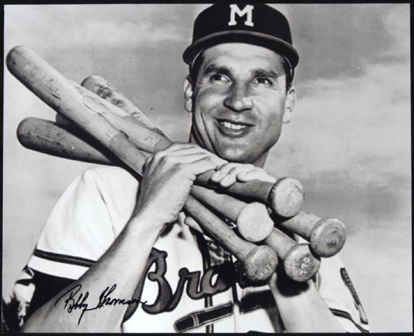 1954-57 Bobby Thomson Milwaukee Braves Signed 8" x 10" Photo - JSA