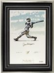 1994 Joe DiMaggio New York Yankees Carlo Beninato Serigraph Print Signed by DiMaggio in Perfect Gold Paint Pen 4/10 Vaulted Until 2006 With Photo From Signing