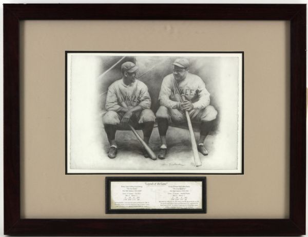 Babe Ruth & Lou Gehrig New York Yankees Artwork Display 25 1/2" x 20"