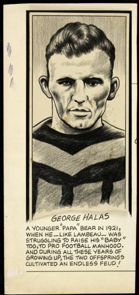 1921 George Halas Chicago Bears Original Illustration Artwork 