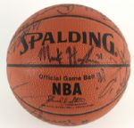 1990-91 Detroit Pistons Team Signed Basketball - Daly Thomas Rodman Dumars Laimbeer Salley - MEARS LOA