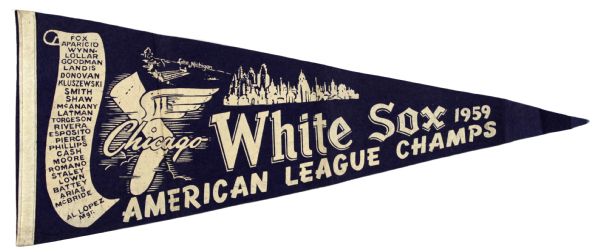 1959 Chicago White Sox American League Champions Scroll Pennant Full Size 